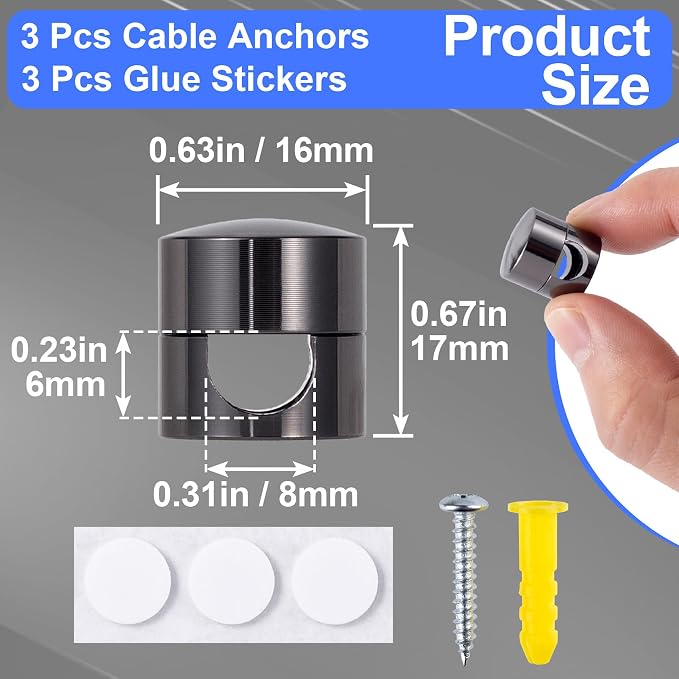 3 Sets Charger Holders for Cords, Adhesive Metal Cord Clips, Cable Management - Image 2