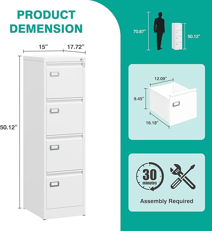 SISESOL 4 Drawer File Cabinet - Image 3