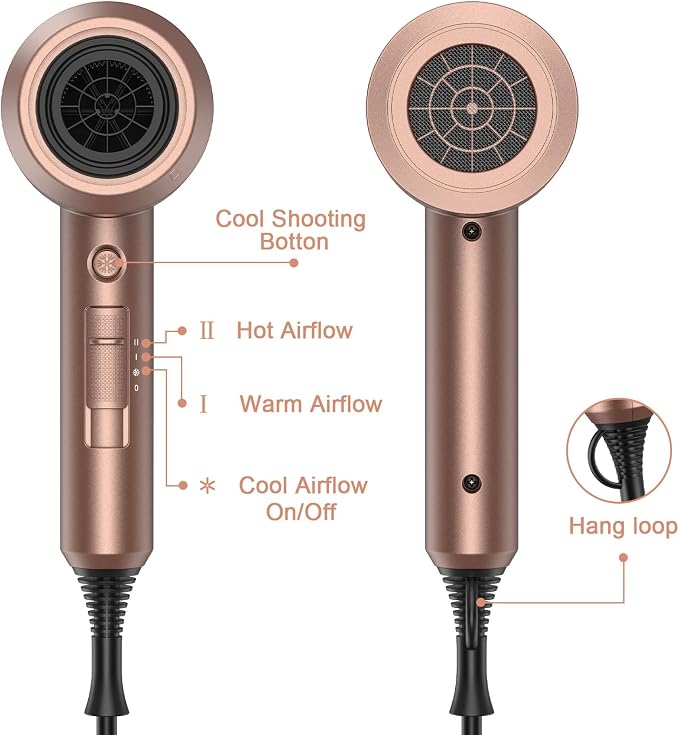 slopehill Professional Ionic Hair Dryer, Powerful 1800W Fast Drying Low Noise - Image 6