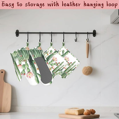 Cactus Succulent Greenery Flower Heat-Resistant Silicone Oven Mitts and Pot - Image 5