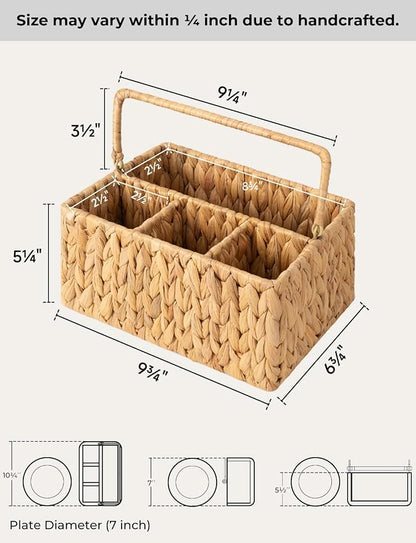 StorageWorks Hand-Woven Wicker Silverware Organizer - Image 2