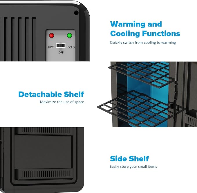 22L/30Cans Mini Fridge for Bedroom, 12v DC Portable Cooler & Warmer, Mini - Image 6