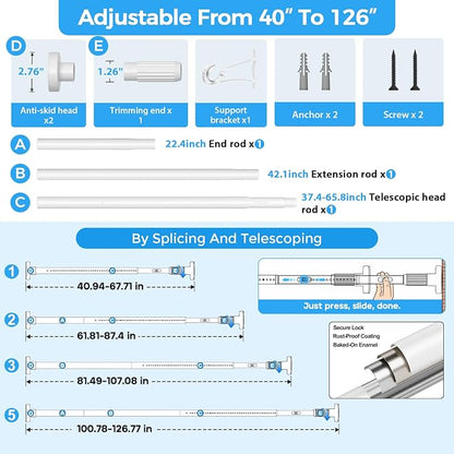 AIZESI 41-124 Inch Heavy Duty Tension Curtain Rod - Image 4