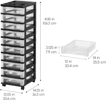 IRIS USA 10-Drawer Rolling Storage Cart, office essentials, classroom items - Image 3