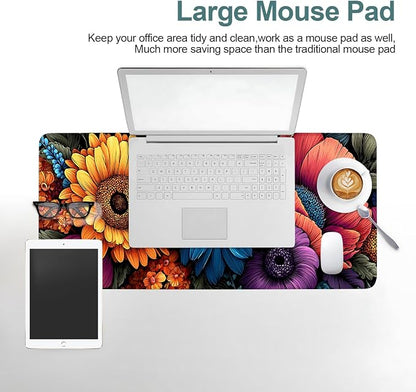 Flower Gaming Mouse Pad 31.5"x11.8"Desk Mat Anti-Slip Rubber Base & Durable - Image 6