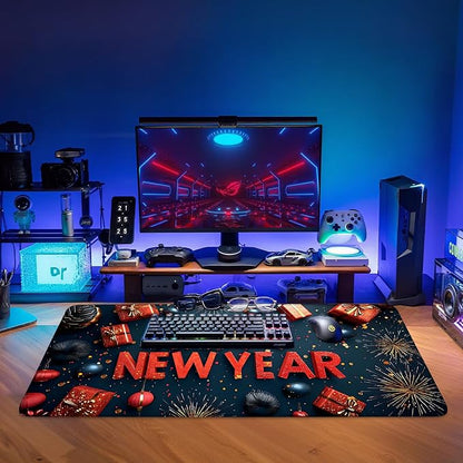 Happy New Year Gaming Mouse Pad 35.4"x15.7"Desk Mat Anti-Slip Rubber Base & - Image 9