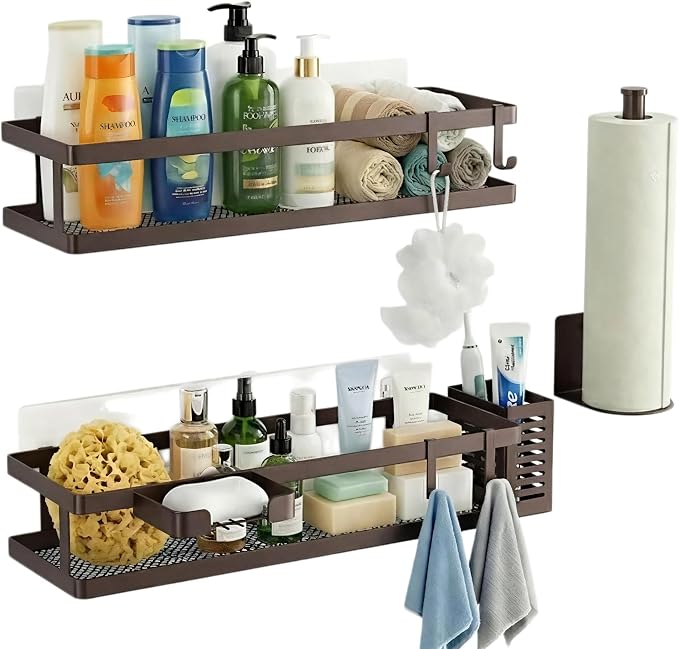 PUSDON 5-in-1 16.5" Extra Long Kitchen Organizer & Shower Caddy Set, Wall Mount - Image 3