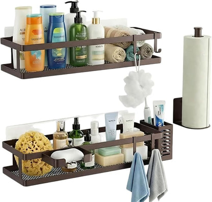 PUSDON 5-in-1 16.5" Extra Long Kitchen Organizer & Shower Caddy Set, Wall Mount - Image 3