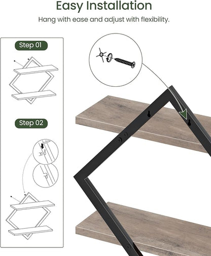 CHOEZON Floating Shelves for Wall, 2-Tier Hanging Shelves, for Living Room - Image 5