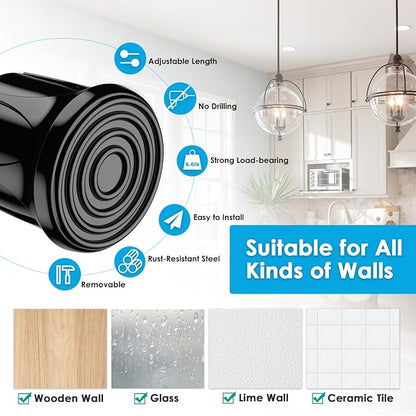 MEXAU 4Pack Spring Tension Curtain Rod 16.5-28 inch Black Small Tension Rod | - Image 4