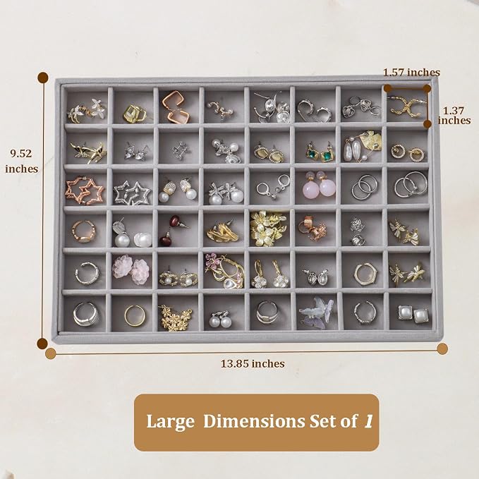 Large Jewelry Organizer for Drawer Insert Velvet Stackable Jewelry Trays for - Image 3