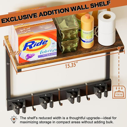 Broom Holder Wall Mount with Cleaning Supplies Organizer, Laundry Room - Image 4