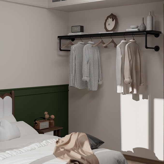 Clothes Rack 60in, Wall Mounted Garment Racks - Image 3