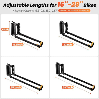 2 Pack Bike Wall Mount, Swivel Vertical No-Lift Bicycle Rack - Image 2