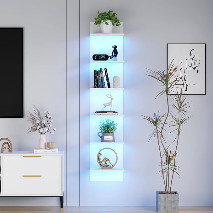 Qupui 6-Tier Wall Shelf with RGB LED, 22 Modes, 6 Brightness. Waterproof by Qupui