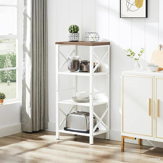 Small Bookshelf, 4 Tier Industrial Bookcase - Image 4