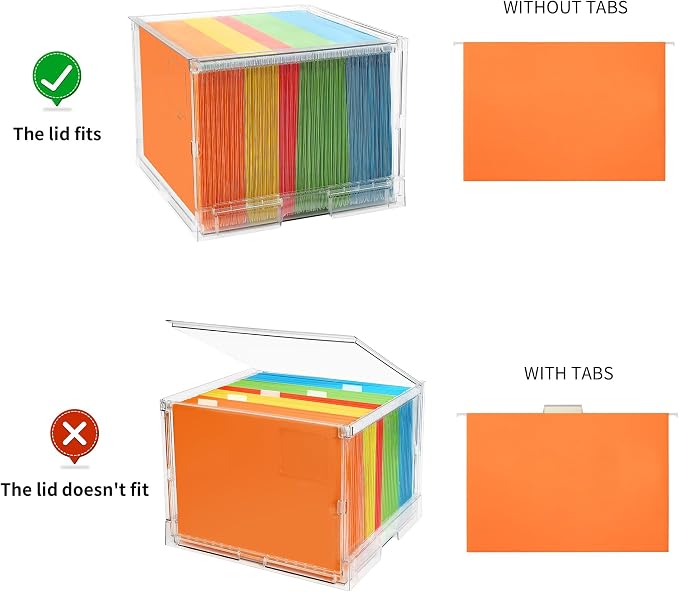 File Organizer Box with Lid, Hanging Filing Folder Organizer - Image 6