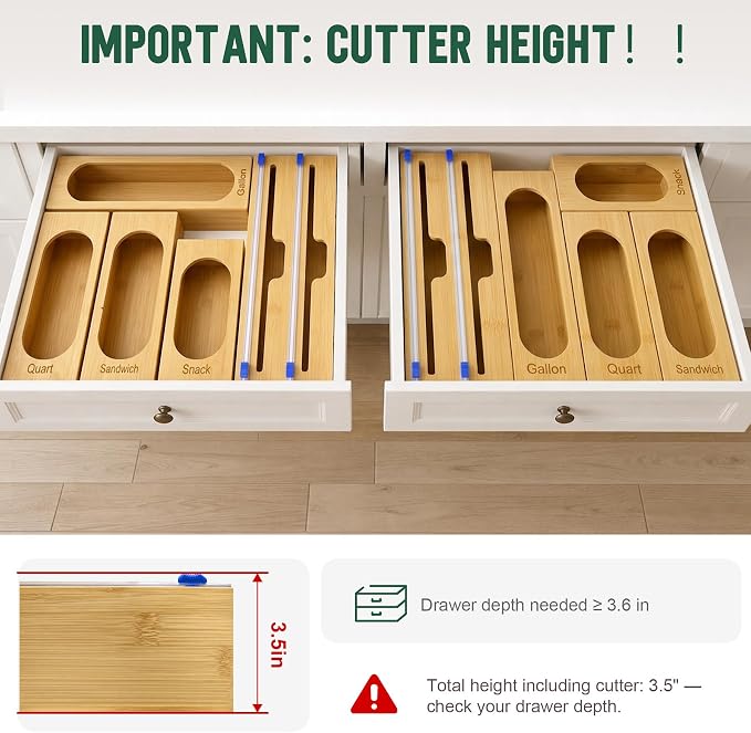 Reclosable Poly Bag Organizer for Kitchen Drawer, 5-Slot | Bamboo, 5 - Image 5