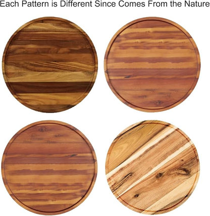 21" Acacia Wood Lazy Susan Organizer Kitchen Turntable - Image 2