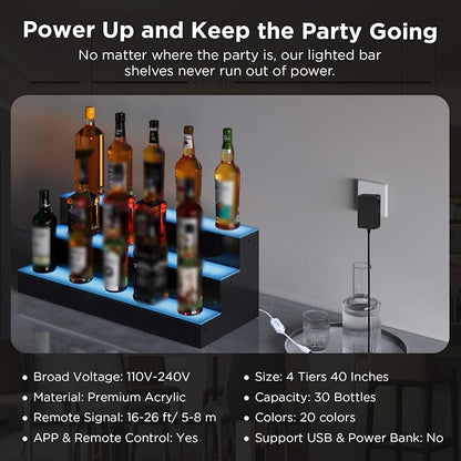 Dethan 4 Tier 40 Inch Liquor Bottle Display Shelf - Image 4