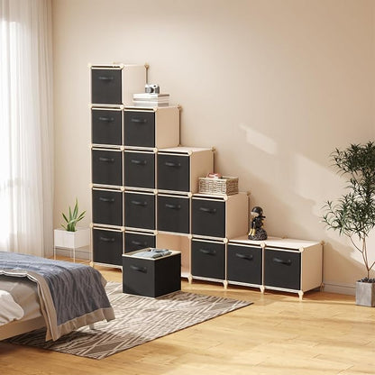 Lifewit Storage Cubes, 11 Inch Organizer Bins, 18L Black, 16 Packs | Foldable - Image 8