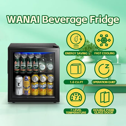WANAI Beverage Refrigerator Cooler 1.6 Cu.Ft Freestanding Beer Fridge - Image 2
