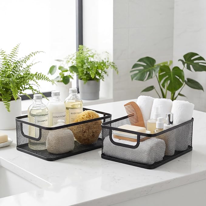 2 Pack Metal Mesh Basket, Large Wire Steel Storage Organizer | 2 Size Household - Image 6