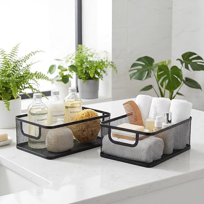 2 Pack Metal Mesh Basket, Large Wire Steel Storage Organizer | 2 Size Household - Image 6