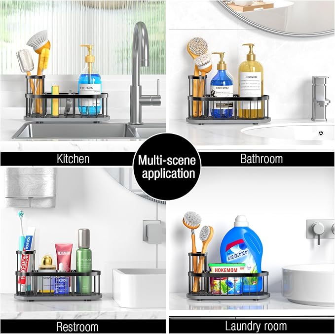 Kitchen Sink Organizer with Sponge Holder & Brush Holder - Image 6