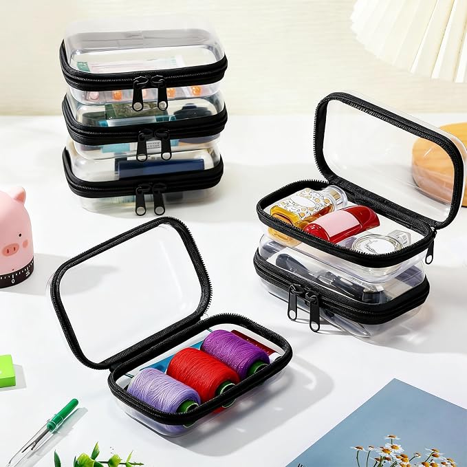 Sanwuta 6 Pcs Clear Hard Zipper Case Hard Plastic Zipper Pouches Transparent - Image 6