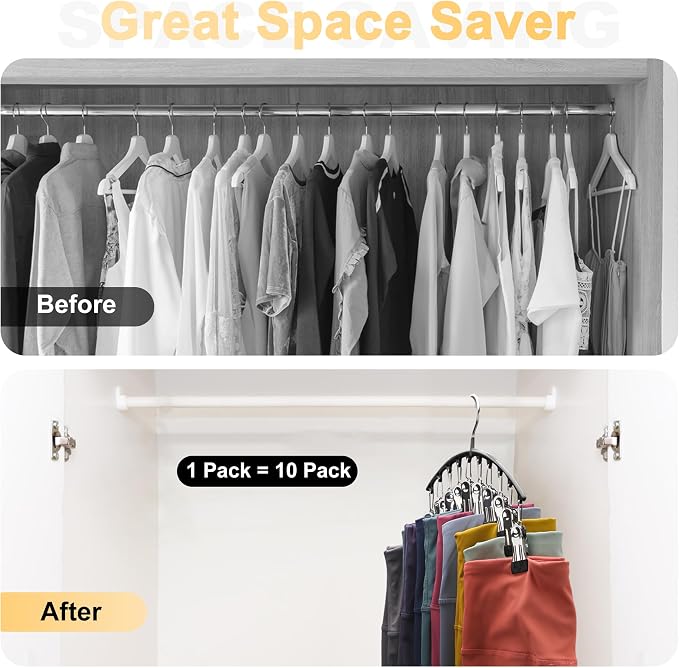 Legging Organizer for Closet, Metal Yoga Pants Hangers 1 Pack w/10 Clips Holds - Image 3