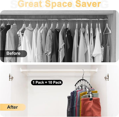 Legging Organizer for Closet, Metal Yoga Pants Hangers 1 Pack w/10 Clips Holds - Image 3