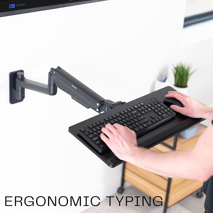 VIVO Sit-Stand 24 Inch Pneumatic Spring Keyboard and Mouse Tray Wall Mount - Image 7