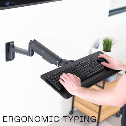 VIVO Sit-Stand 24 Inch Pneumatic Spring Keyboard and Mouse Tray Wall Mount - Image 7