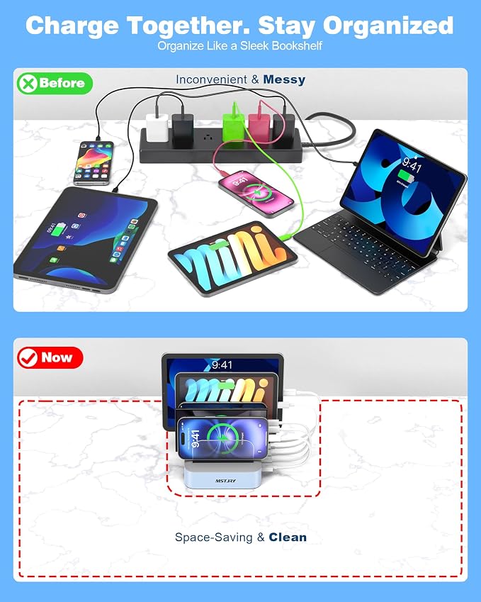 MSTJRY Charging Station for Multiple Devices : 5 Port Multi USB-A Charger - Image 3