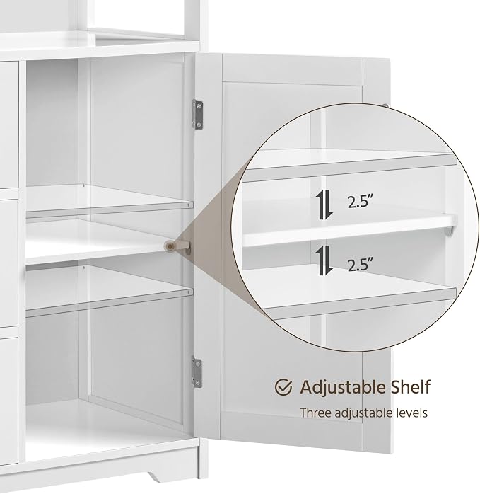 Yaheetech Bathroom Storage Cabinet Bathroom Floor Cabinet Freestanding Storage - Image 8