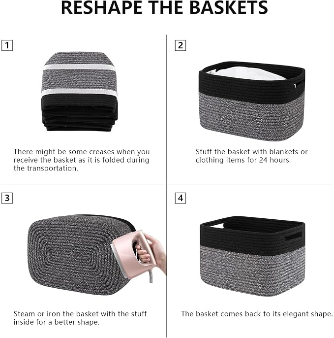 4 Pack Storage Baskets for Organizing, Woven Baskets for Shelves - Image 6
