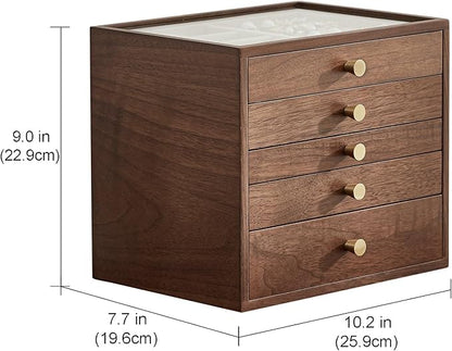 Black Walnut Wooden Jewelry Box Women large 5 Layer Drawer Wood Organizer Box - Image 7