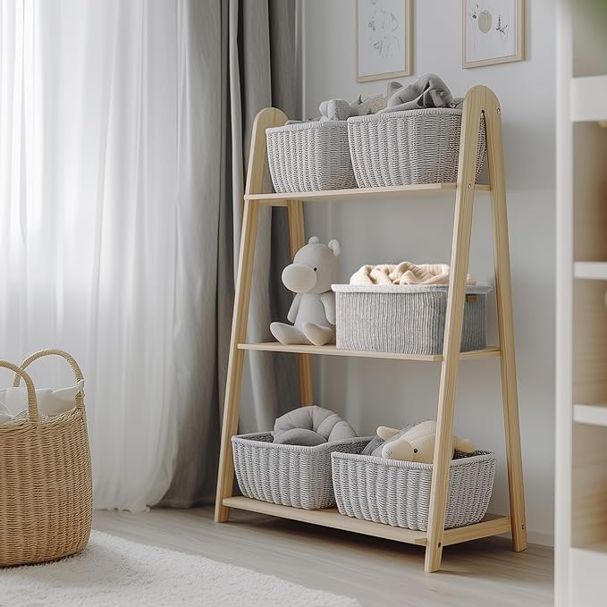 La Jolie Maison Blended Fabric Storage Baskets Set of 2, Rectangle Knitted - Image 3