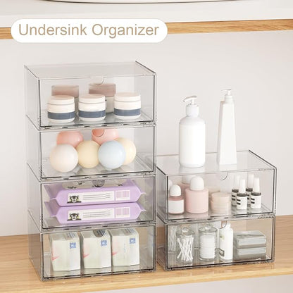 Clear Stackable Storage Drawers, 2 Pack Acrylic Makeup Organizers - Image 4