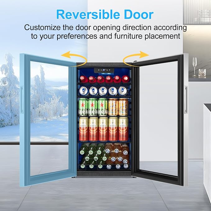 Beverage Refrigerator 126 Can, Mini Beverage Fridge Small Beverage Cooler - Image 2