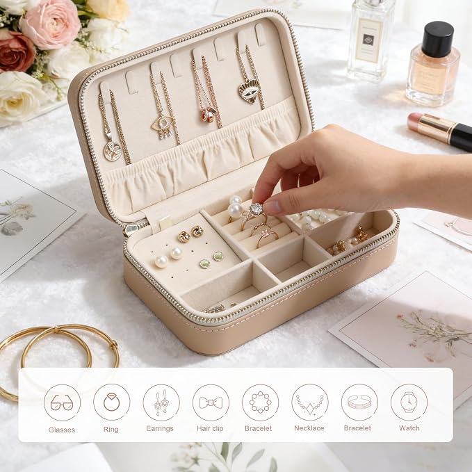 Leather Jewelry Box Women's Travel Jewelry Organizer - Image 6