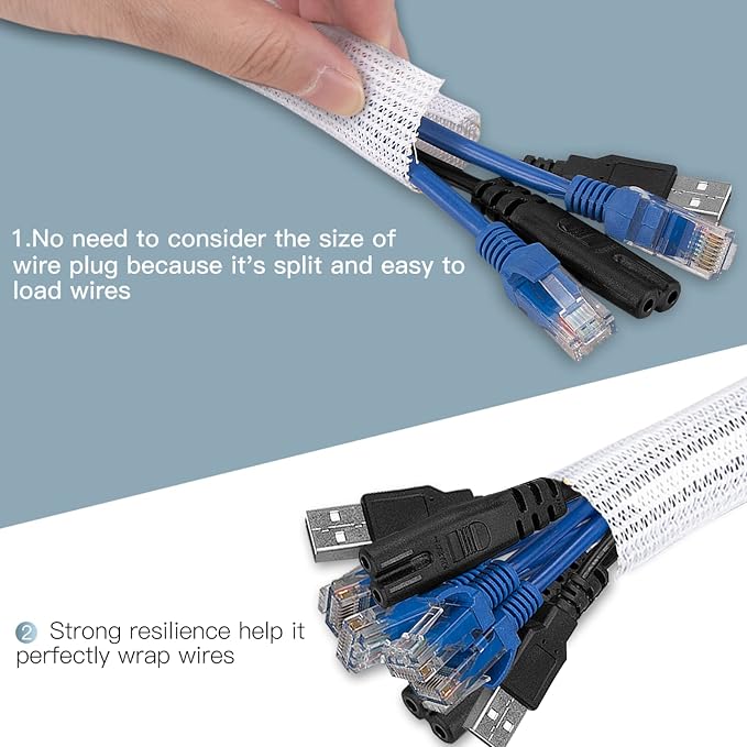 AGPTEK Cable Sleeve Cover, 10ft - Image 3