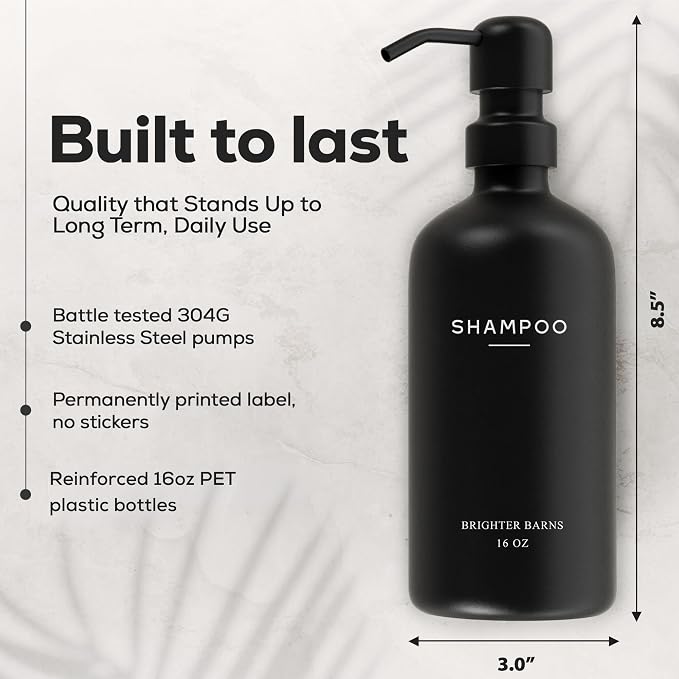 Black Shampoo and Conditioner Dispenser Set by Brighter Barns - Image 3