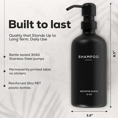 Black Shampoo and Conditioner Dispenser Set by Brighter Barns - Image 3
