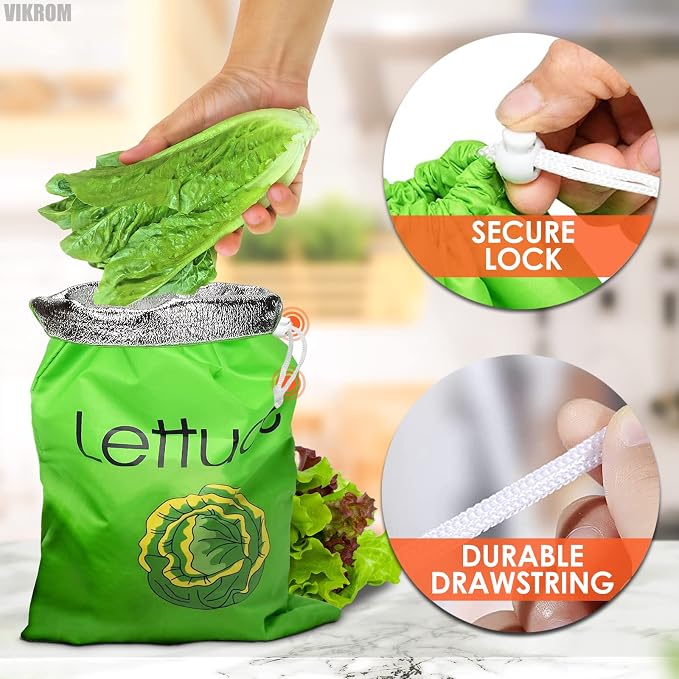 Lettuce Keeper for Refrigerator – 3-Layer Reusable Produce Storage Bags - Image 3