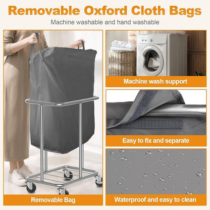 Hodonas Laundry Basket with Wheels, Rolling Laundry Hamper, 46 Gallons - Image 4