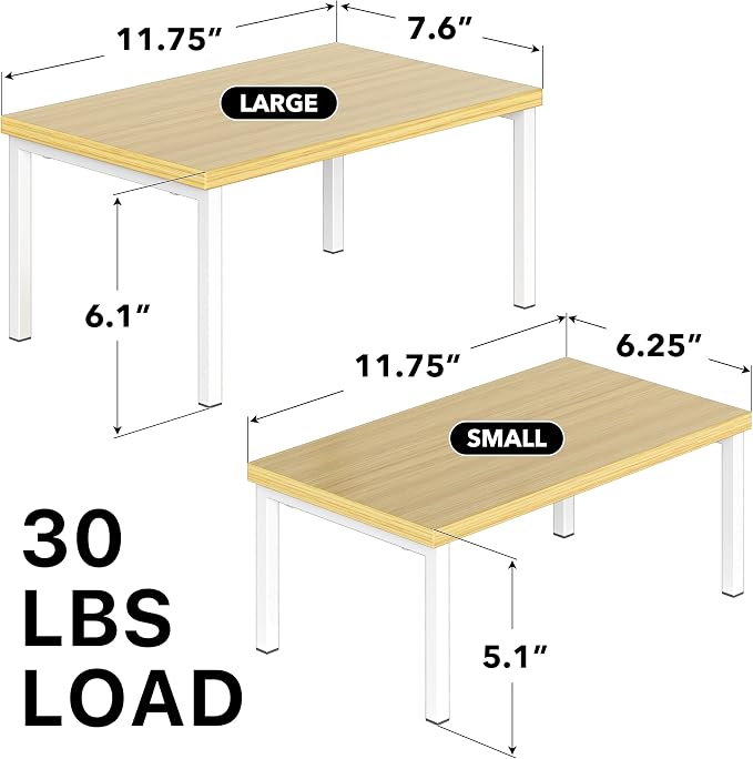Simple Houseware Stackable Cabinet Counter Shelf Wooden Surface, Oak | - Image 3