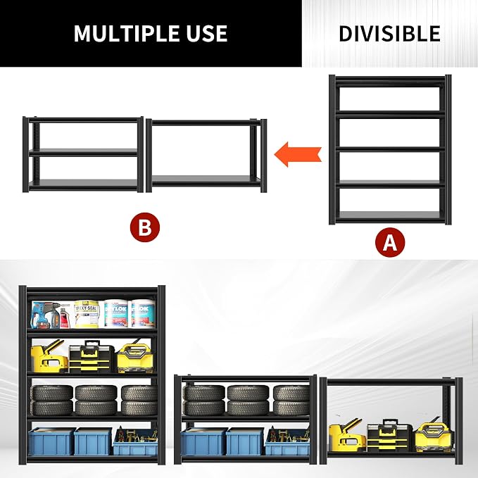 60" H Heavy Duty Garage Shelving 3000LBS Storage Shelves Adjustable 5 Tier - Image 6