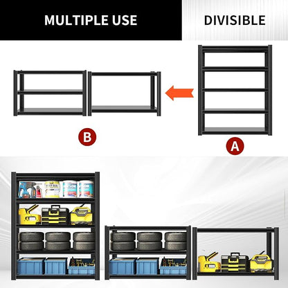 60" H Heavy Duty Garage Shelving 3000LBS Storage Shelves Adjustable 5 Tier - Image 6